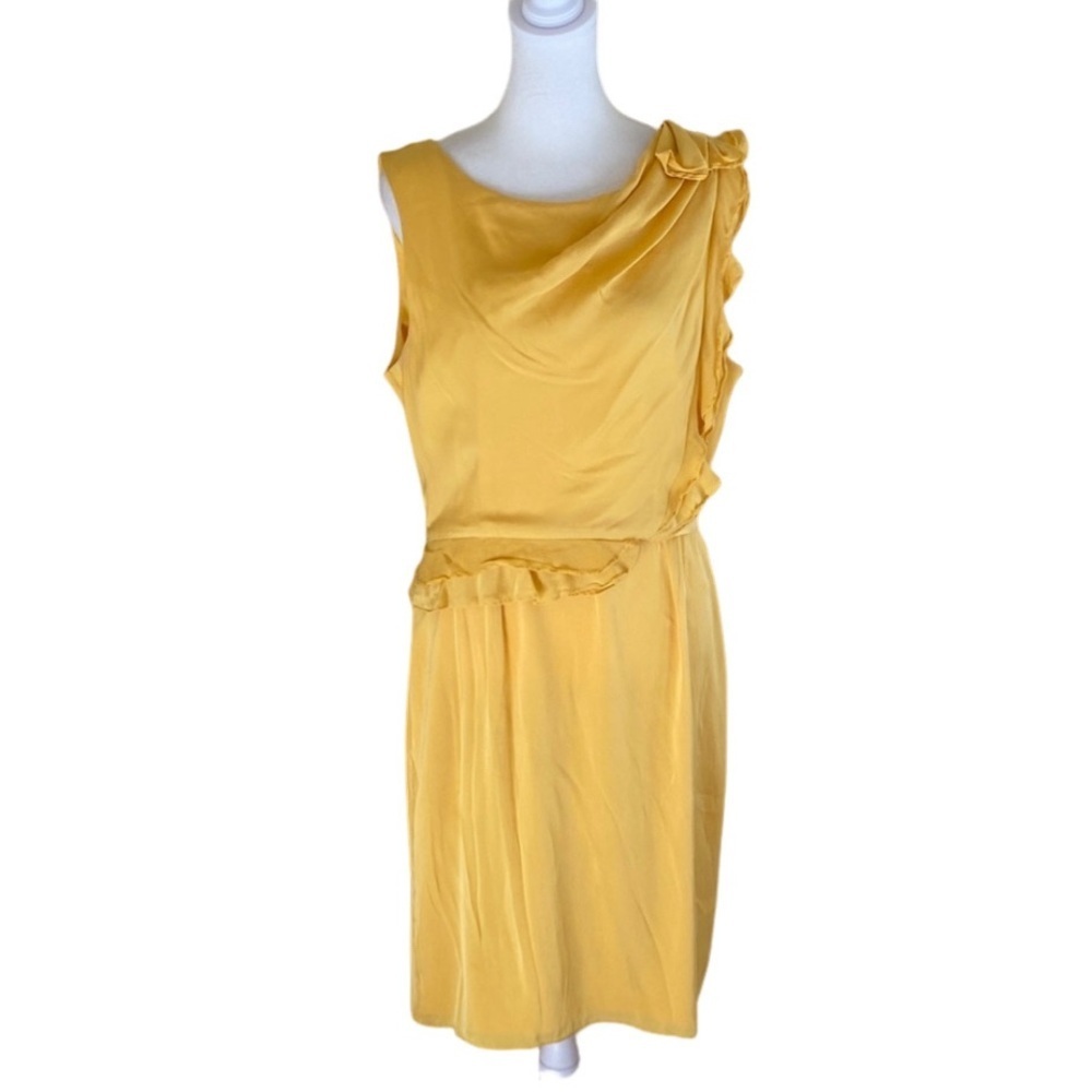 Antonio Melani Yellow Silk Sleeveless Dress. Zipper Back. Size 12.